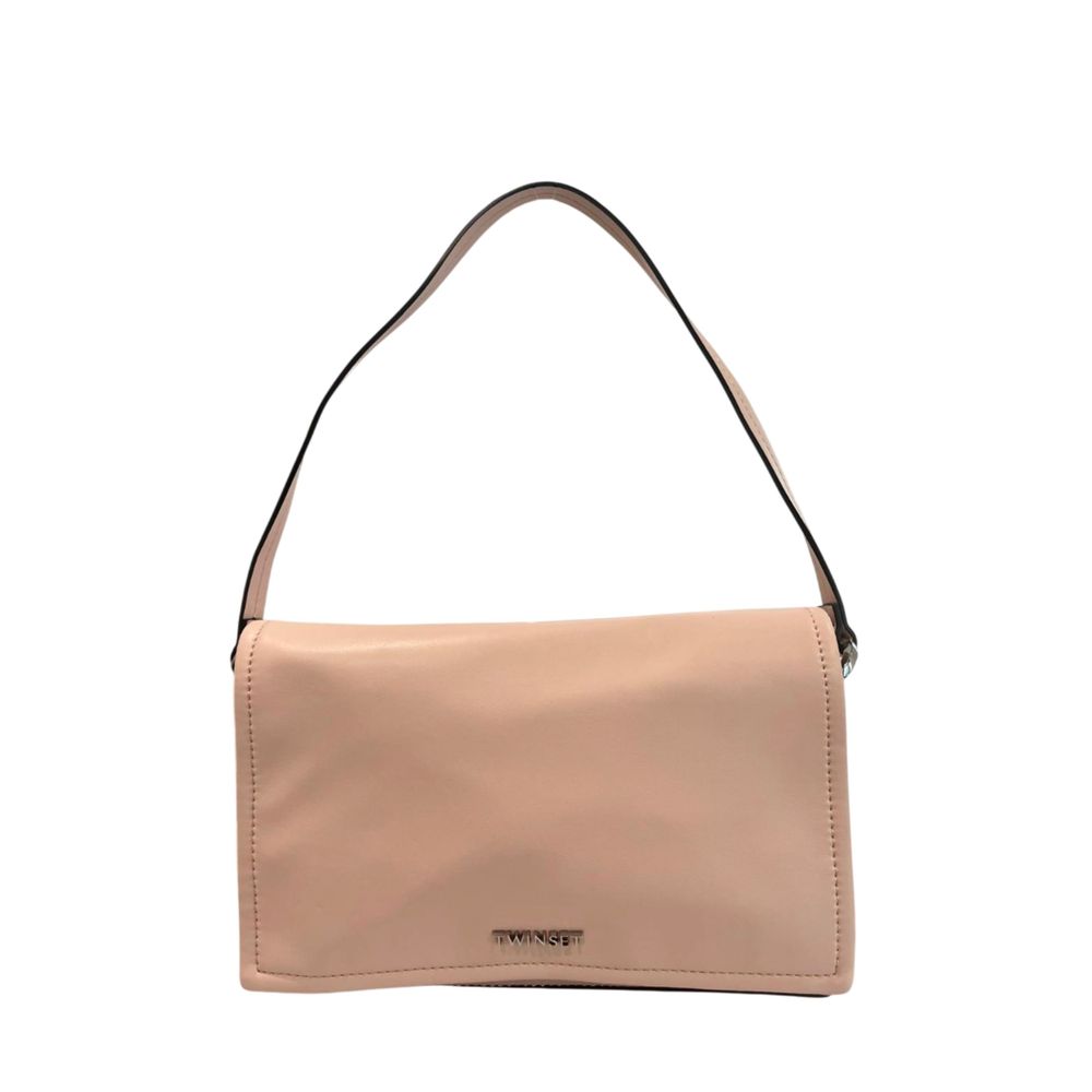 Mini 2-in-1 Shoulder & Crossbody Flap Clutch Handbag by Twinset for women in polyurethane gold, multicolor, pink & white features a architectural silhouette, showcasing a secure flap, magnetic & button, ample , and versatile crossbody-strap & shoulder-strap for a architectural finish.