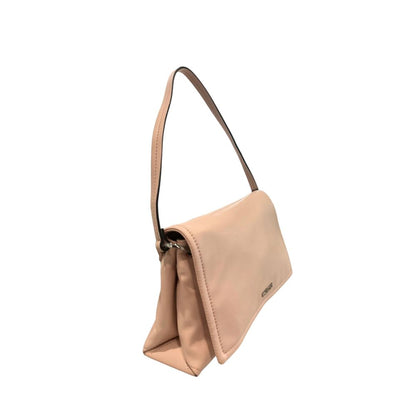 Mini 2-in-1 Shoulder & Crossbody Flap Clutch Handbag by Twinset for women in polyurethane gold, multicolor, pink & white features a sculptural silhouette with a secure flap, magnetic & button, ample , and versatile crossbody-strap & shoulder-strap for a sculptural finish.