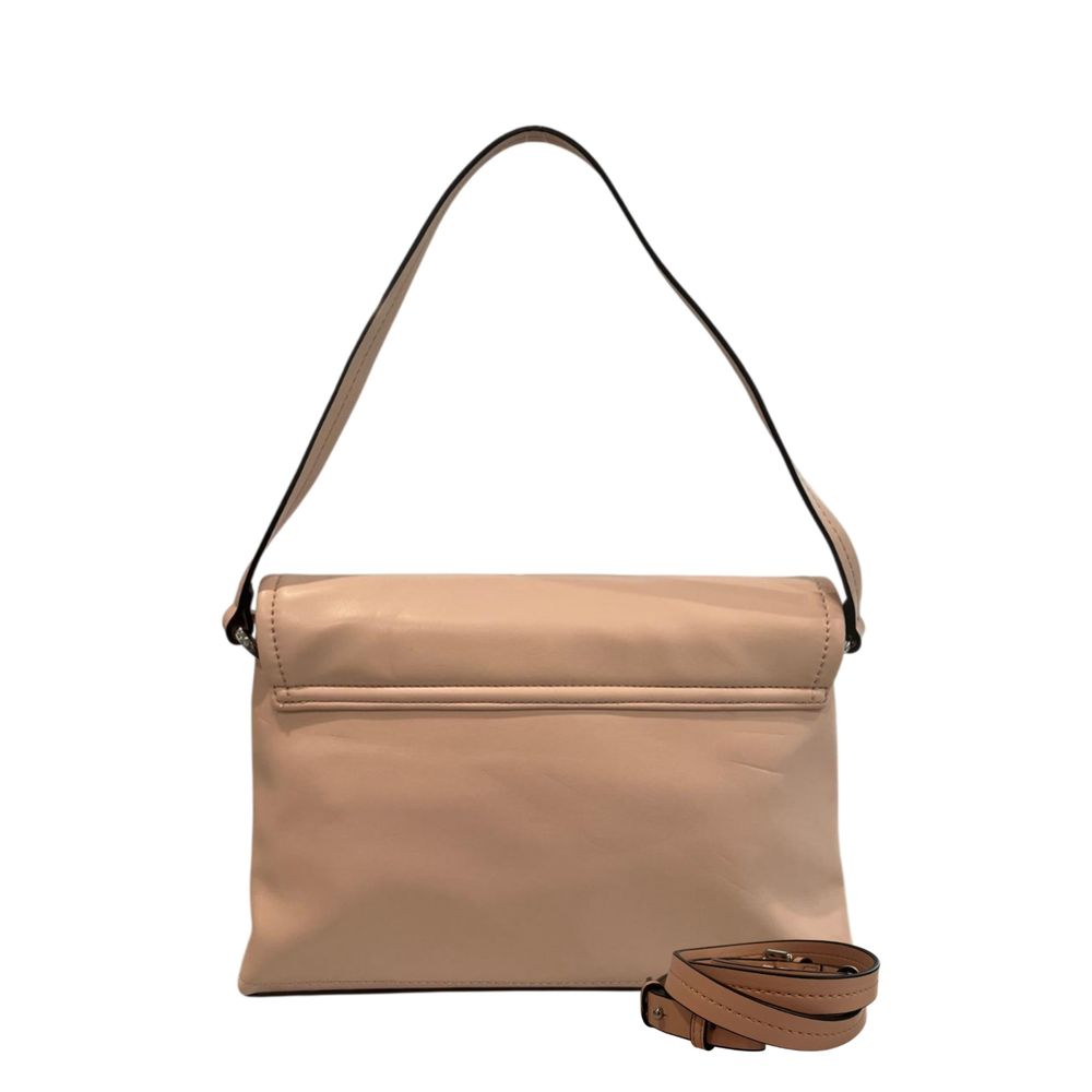 Mini 2-in-1 Shoulder & Crossbody Flap Clutch Handbag by Twinset for women in polyurethane gold, multicolor, pink & white showcases a sculptural silhouette, featuring a secure flap, magnetic & button, ample , and versatile crossbody-strap & shoulder-strap for a sculptural aesthetic.