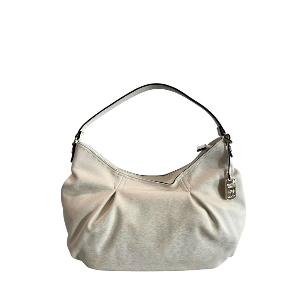 Shoulder Flap Clutch Handbag by Twinset for women in polyurethane pink, silver & white features a architectural silhouette, showcasing a secure flap, magnetic & button, ample , and versatile shoulder-strap & adjustable-strap for a architectural finish.