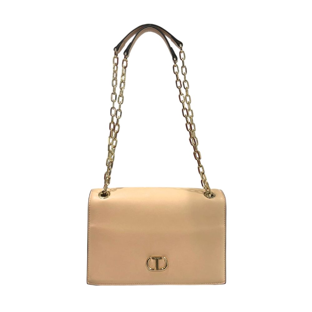Crossbody Flap Handbag by Twinset for women in polyurethane gold, multicolor & pink features a multifaceted silhouette, showcasing a secure flap, magnetic & button and multifaceted with versatile crossbody-strap for multifaceted style.
