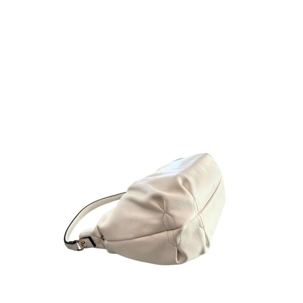 Shoulder Flap Clutch Handbag by Twinset for women in polyurethane pink, silver & white showcases a sculptural silhouette, featuring a secure flap, magnetic & button, ample , and versatile shoulder-strap & adjustable-strap for a sculptural aesthetic.