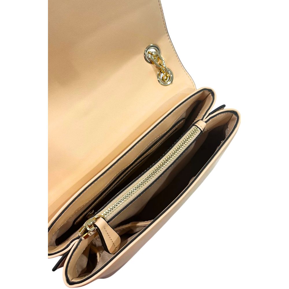 Crossbody Flap Handbag by Twinset for women in polyurethane gold, multicolor & pink showcases a versatile sophistication silhouette, featuring a secure flap, magnetic & button, versatile sophistication , and versatile crossbody-strap for a versatile sophistication finish.