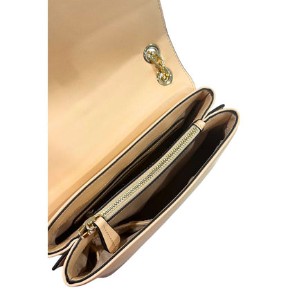 Crossbody Flap Handbag by Twinset for women in polyurethane gold, multicolor & pink showcases a versatile sophistication silhouette, featuring a secure flap, magnetic & button, versatile sophistication , and versatile crossbody-strap for a versatile sophistication finish.