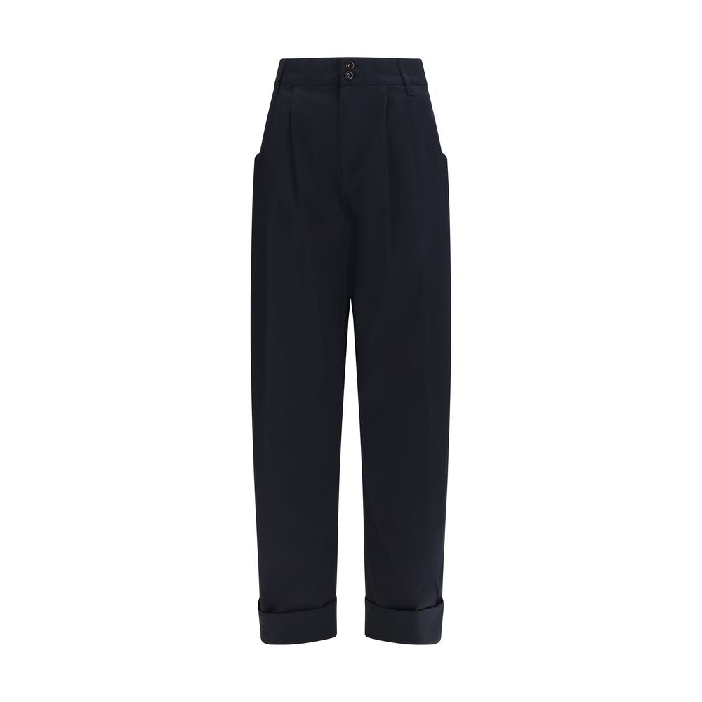 Trousers by Jacob Cohen for women in nubuck leather & cotton beige, black, blue, brown & horn features an on trend silhouette, showcasing a sophisticated regular-fit & wide with a long and for an on trend finish.