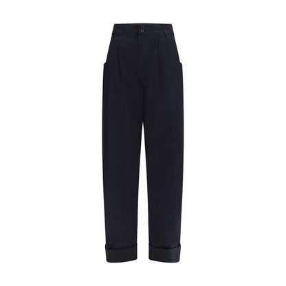 Trousers by Jacob Cohen for women in nubuck leather & cotton beige, black, blue, brown & horn features an on trend silhouette, showcasing a sophisticated regular-fit & wide with a long and for an on trend finish.