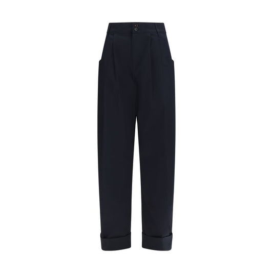 Trousers by Jacob Cohen for women in nubuck leather & cotton beige, black, blue, brown & horn features an on trend silhouette, showcasing a sophisticated regular-fit & wide with a long and for an on trend finish.