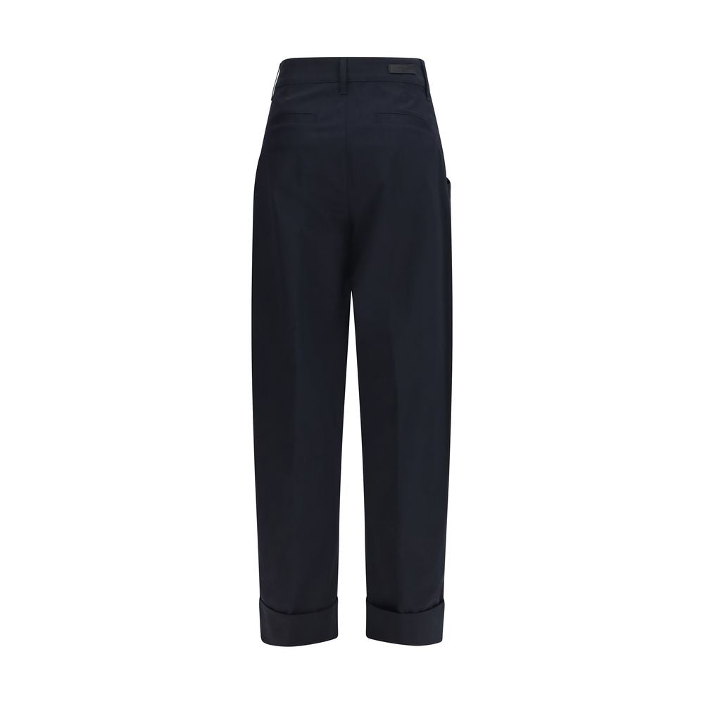 Trousers by Jacob Cohen for women in nubuck leather & cotton beige, black, blue, brown & horn presents a smart silhouette, meticulously detailed with a smart regular-fit & wide, a smart long, and a smart .