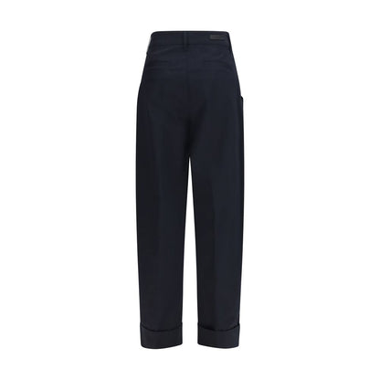 Trousers by Jacob Cohen for women in nubuck leather & cotton beige, black, blue, brown & horn presents a smart silhouette, meticulously detailed with a smart regular-fit & wide, a smart long, and a smart .