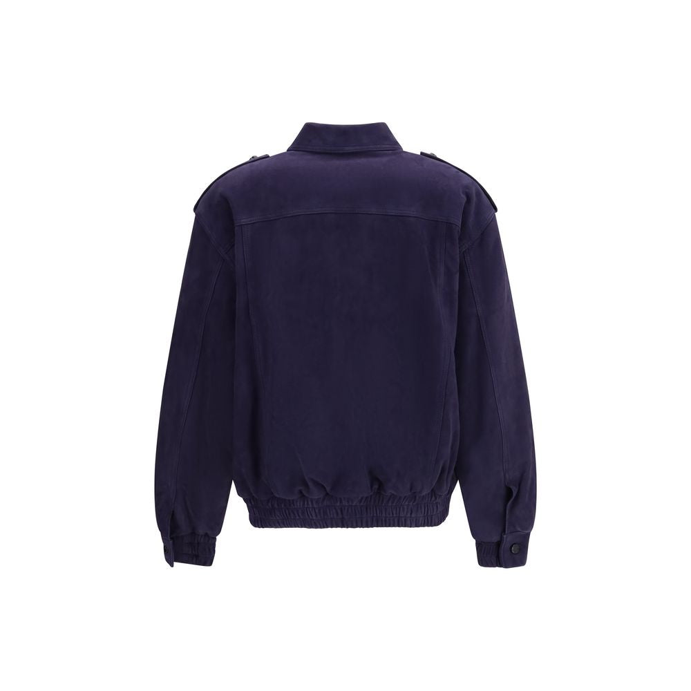 Blazé Milano Charlie Women's Padded Suede Leather Bomber Jacket - Black Blue