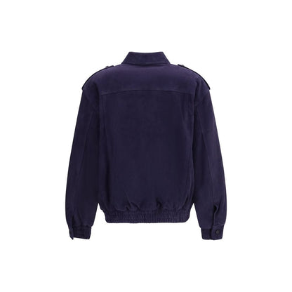 Blazé Milano Charlie Women's Padded Suede Leather Bomber Jacket - Black Blue