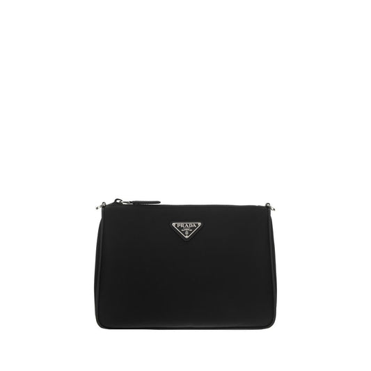 Shoulder Pouch Bag by Prada for men in bos taurus calf nubuck leather & nylon black & signature features an effortlessly chic silhouette with a secure zipper, ample removable-pouch, and versatile shoulder-strap & adjustable-strap for effortlessly chic everyday luxury.