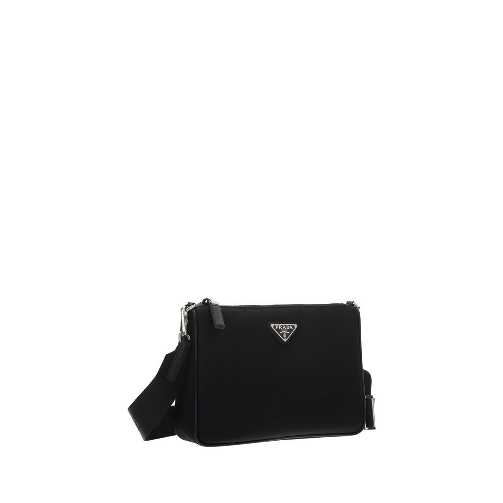 Shoulder Pouch Bag by Prada for men in bos taurus calf nubuck leather & nylon black & signature showcases a enviable silhouette, artfully detailed with a secure zipper, organized removable-pouch, and versatile shoulder-strap & adjustable-strap for a enviable look.