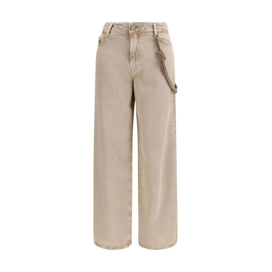 Jeans by PINKO for women in lyocell & denim cotton beige features an refined tailoring silhouette, showcasing a premium relaxed-fit & regular-fit with a and long cut for a refined tailoring look.