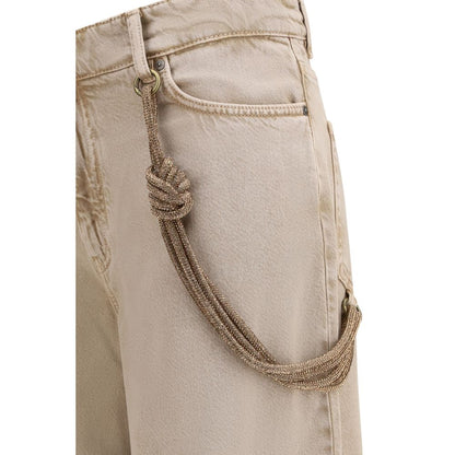 Jeans by PINKO for women in lyocell & denim cotton beige features a polished silhouette with a polished relaxed-fit & regular-fit, reaching a polished long and finished with a polished .