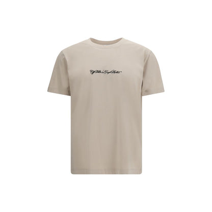 T-Shirt by Off-White for men in cotton beige, white & print showcases a chic silhouette, artfully detailed with a chic crew neckline and short-sleeve for a chic finish.