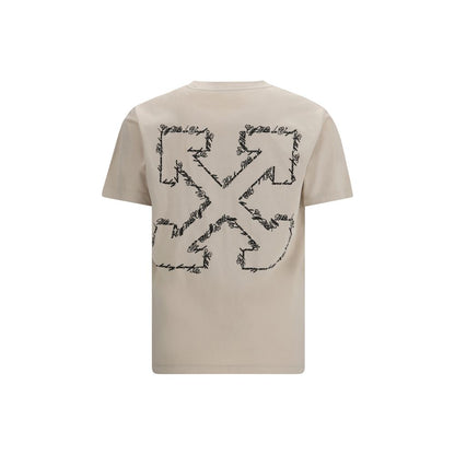 T-Shirt by Off-White for men in cotton beige, white & print features an edgy silhouette, meticulously detailed with a sophisticated and crew neckline for a truly edgy finish.