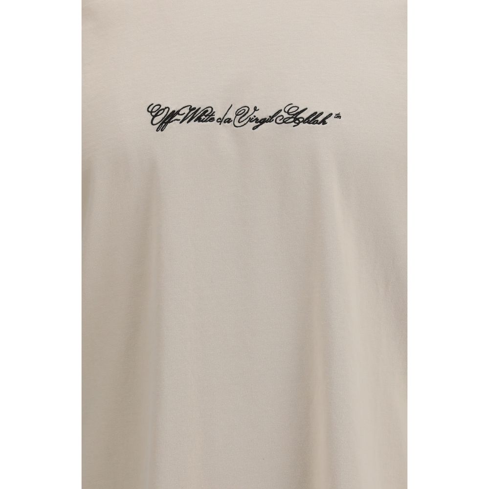 T-Shirt by Off-White for men in cotton beige, white & print features a plush silhouette, showcasing a sophisticated and for a truly plush finish.