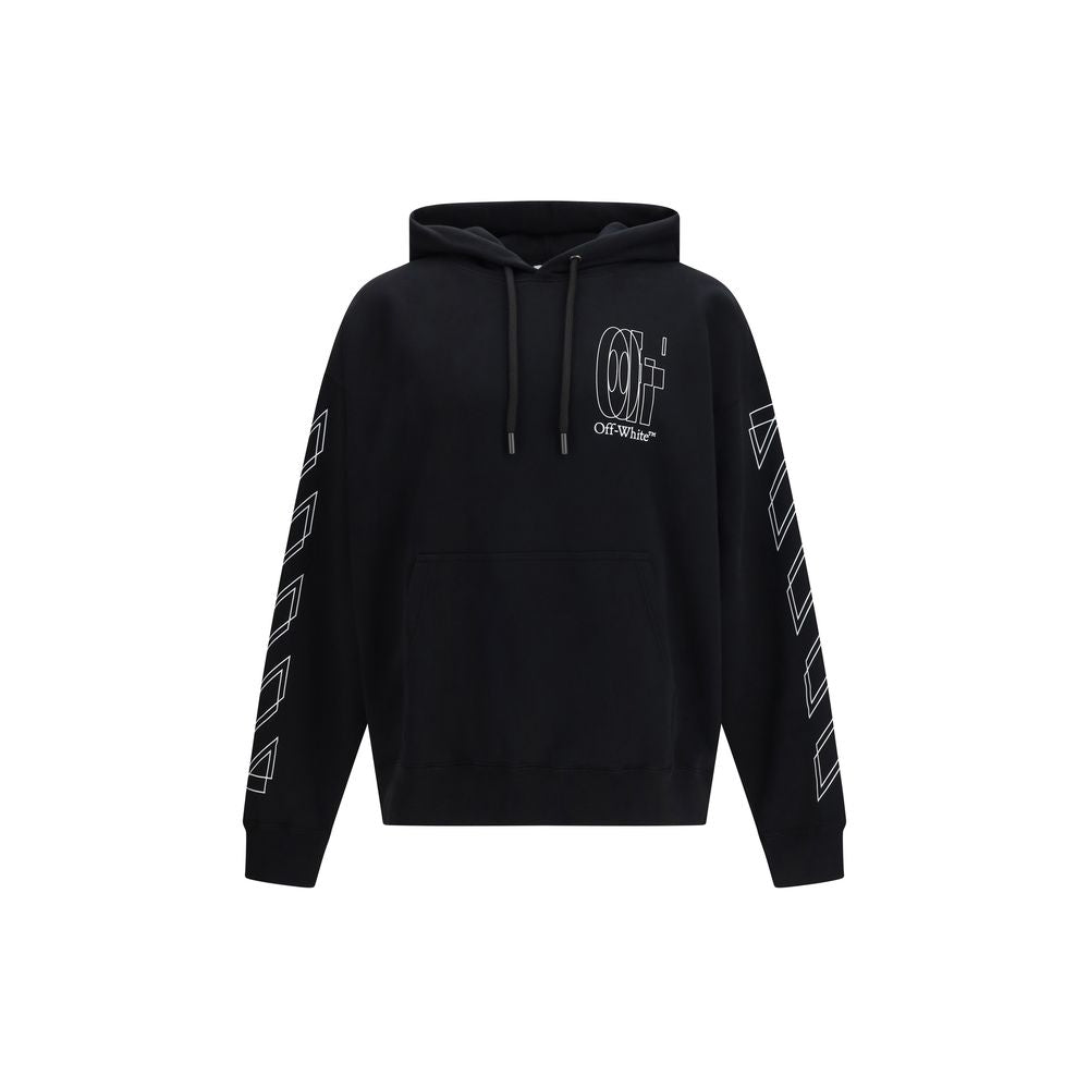 Sweatshirt Hoodie by Off-White for men in cotton black, white, signature & striped features an luminous silhouette, showcasing a sophisticated hooded neckline and for a truly luminous look.