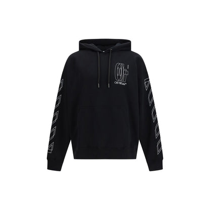 Sweatshirt Hoodie by Off-White for men in cotton black, white, signature & striped features an luminous silhouette, showcasing a sophisticated hooded neckline and for a truly luminous look.