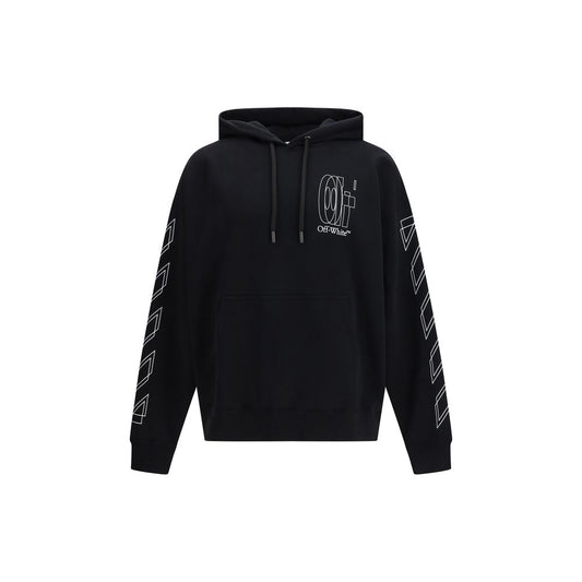 Sweatshirt Hoodie by Off-White for men in cotton black, white, signature & striped features an luminous silhouette, showcasing a sophisticated hooded neckline and for a truly luminous look.