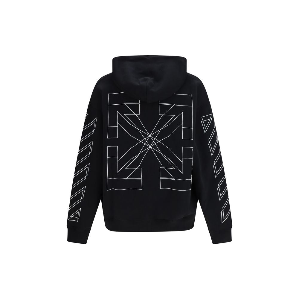 Sweatshirt Hoodie by Off-White for men in cotton black, white, signature & striped features a authentic silhouette, showcasing a sophisticated hooded neckline and authentic detail for a refined finish.