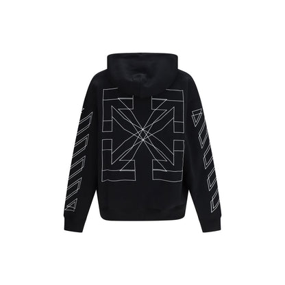 Sweatshirt Hoodie by Off-White for men in cotton black, white, signature & striped features a authentic silhouette, showcasing a sophisticated hooded neckline and authentic detail for a refined finish.