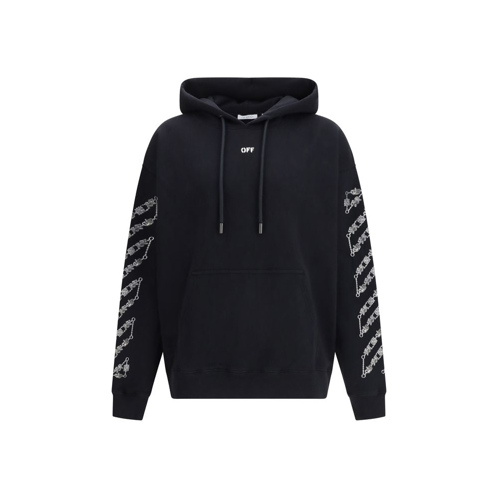 Sweatshirt Hoodie by Off-White for men in cotton black & white showcases a city-ready silhouette, artfully detailed with a signature hooded neckline and long-sleeve for a city-ready finish.
