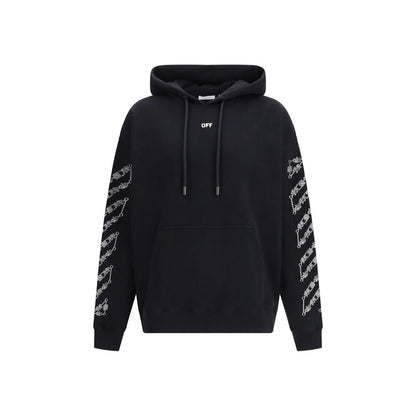 Sweatshirt Hoodie by Off-White for men in cotton black & white showcases a city-ready silhouette, artfully detailed with a signature hooded neckline and long-sleeve for a city-ready finish.