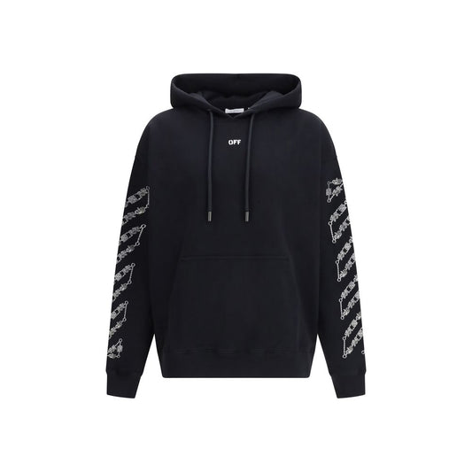 Sweatshirt Hoodie by Off-White for men in cotton black & white showcases a city-ready silhouette, artfully detailed with a signature hooded neckline and long-sleeve for a city-ready finish.