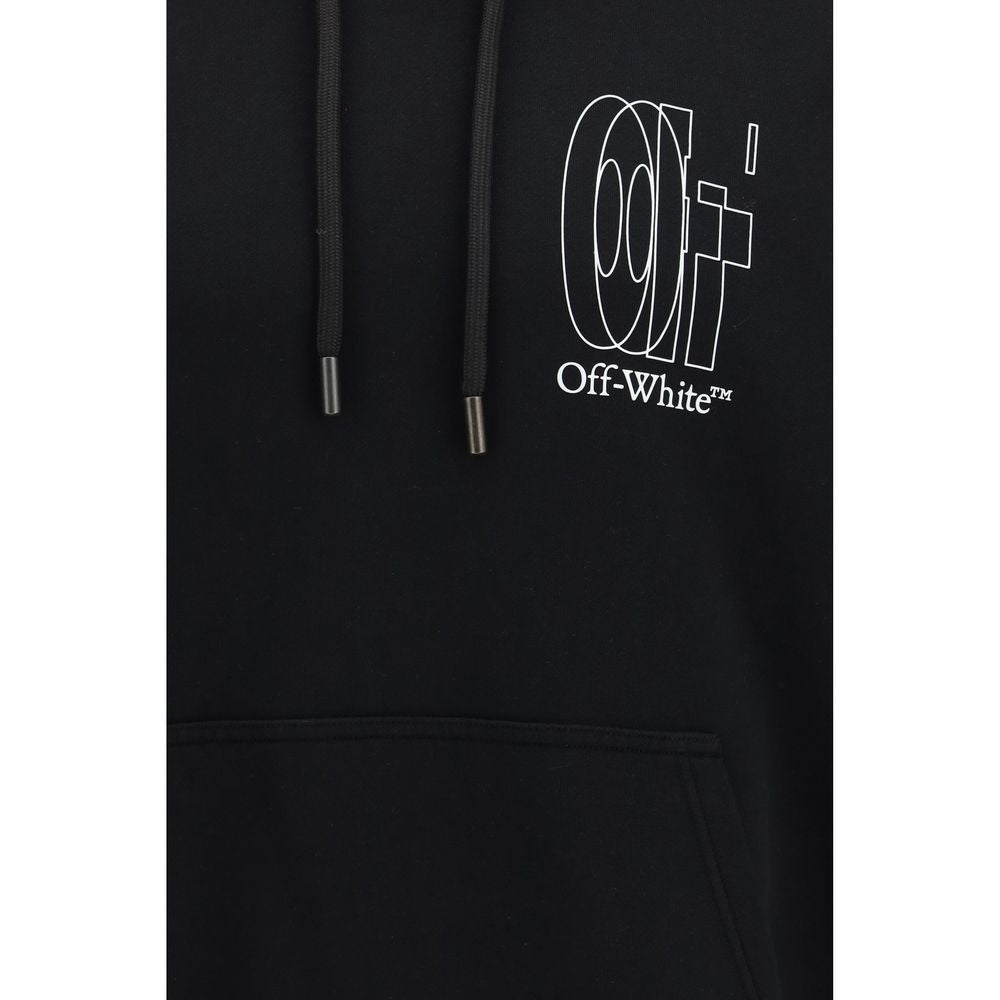 Sweatshirt Hoodie by Off-White for men in cotton black, white, signature & striped features an avant-garde silhouette, showcasing a sophisticated hooded neckline and detail for a truly avant-garde finish.