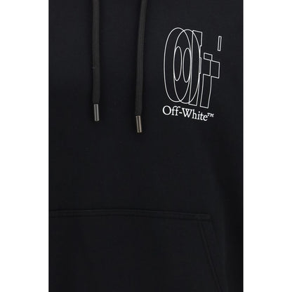 Sweatshirt Hoodie by Off-White for men in cotton black, white, signature & striped features an avant-garde silhouette, showcasing a sophisticated hooded neckline and detail for a truly avant-garde finish.