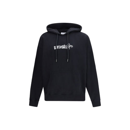 Sweatshirt Hoodie by Off-White for men in cotton black, white & signature features a authentic silhouette, showcasing a sophisticated hooded neckline and authentic long-sleeve detail for a refined finish.
