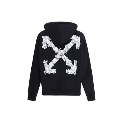 Sweatshirt Hoodie by Off-White for men in cotton black, white & signature features a edgy silhouette, detailed with a edgy hooded neckline and for a refined finish.