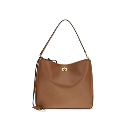 Large Shoulder Bag by Balenciaga for women in bos taurus calf leather beige & gold features a effortless chic silhouette with a secure zipper & turn-lock, ample external-pockets, and versatile shoulder-strap & handle for a effortless chic finish.