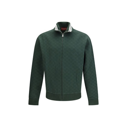 Windbreaker Jacket by Gucci for men in stretch polyamide bicolour & patterned features an enduring silhouette, showcasing technical pockets & windproof and a sophisticated high-collar neckline for a truly enduring aesthetic.
