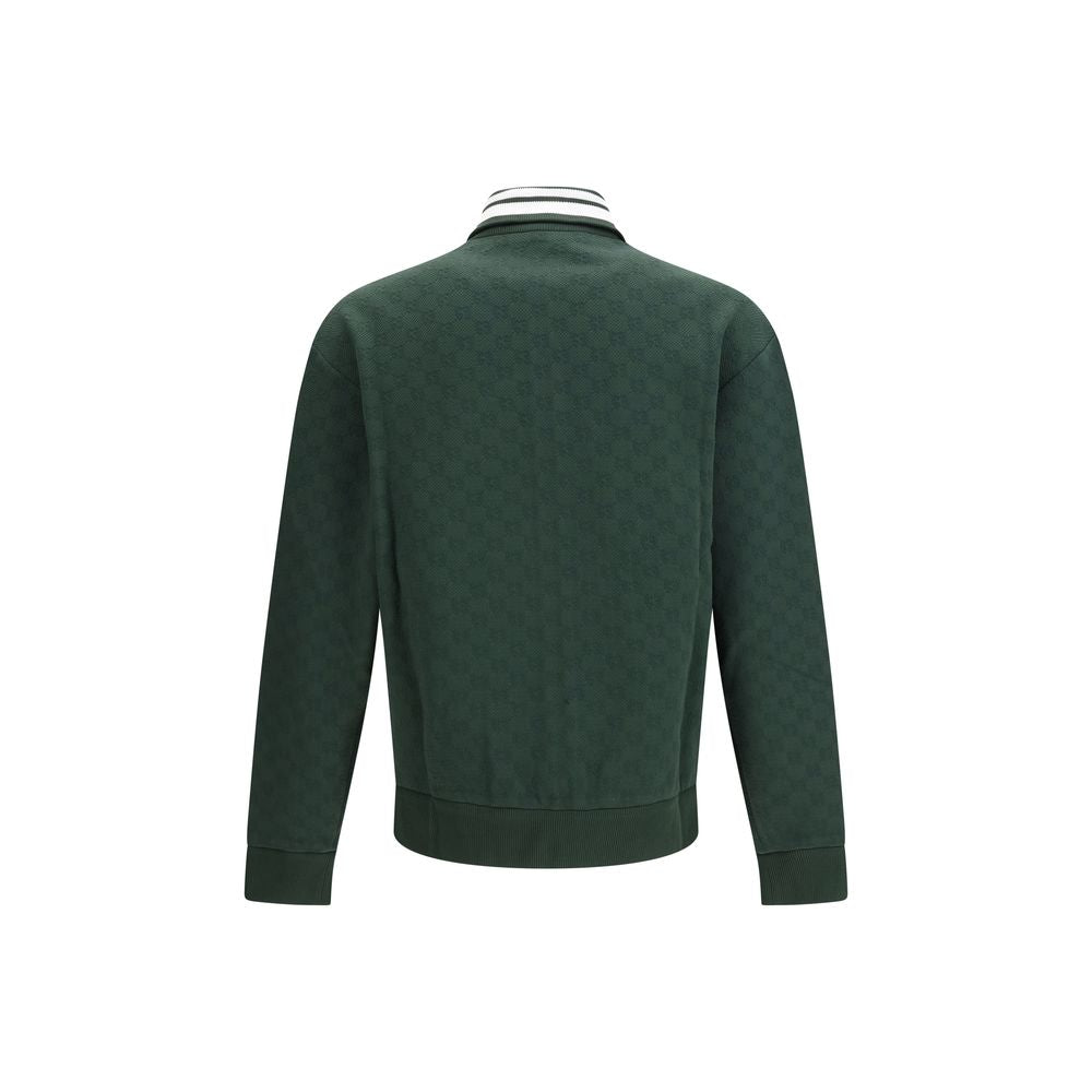 Windbreaker Jacket by Gucci for men in stretch polyamide bicolour & patterned showcases a modern silhouette, integrating pockets & windproof and a modern high-collar neckline for a sophisticated finish.