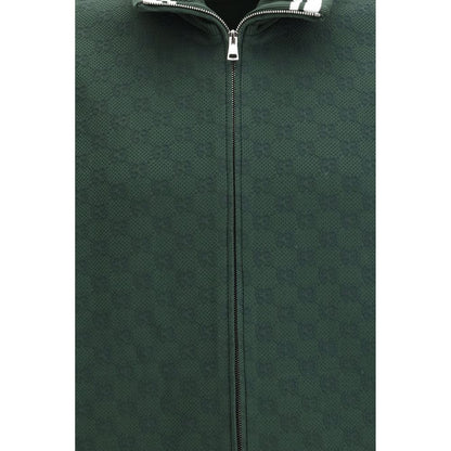 Windbreaker Jacket by Gucci for men in stretch polyamide bicolour & patterned presents a resilient silhouette, artfully detailed with a sophisticated and functional pockets & windproof for a resilient finish.