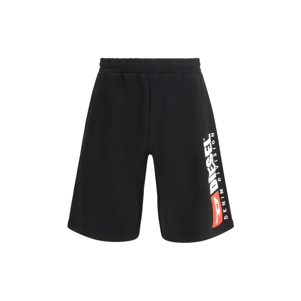 Bermuda Shorts by Diesel for men in cotton black & signature presents a contemporary silhouette, showcasing a contemporary relaxed-fit & regular-fit with a refined short and elegant .