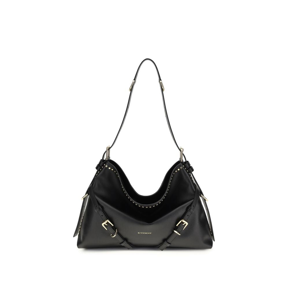 Large Shoulder Handbag by Givenchy for women in bos taurus calfskin leather black, gold & signature presents a ornamental silhouette, showcasing a secure zipper & buckle, ample , and versatile shoulder-strap & adjustable-strap for a ornamental finish.