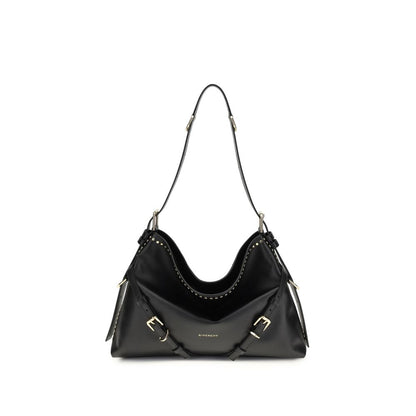 Large Shoulder Handbag by Givenchy for women in bos taurus calfskin leather black, gold & signature presents a ornamental silhouette, showcasing a secure zipper & buckle, ample , and versatile shoulder-strap & adjustable-strap for a ornamental finish.