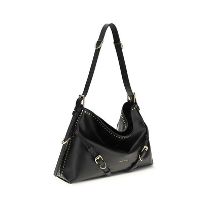 Large Shoulder Handbag by Givenchy for women in bos taurus calfskin leather black, gold & signature features a refined silhouette, showcasing a secure zipper & buckle, organized , and versatile shoulder-strap & adjustable-strap for a refined finish.