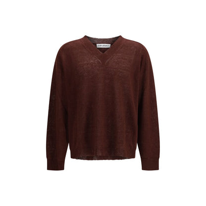 Sweatshirt by Our Legacy for men in linen & cotton bordeaux features an magnificent silhouette, showcasing a sophisticated v-neck neckline and long-sleeve detail for a truly magnificent finish.