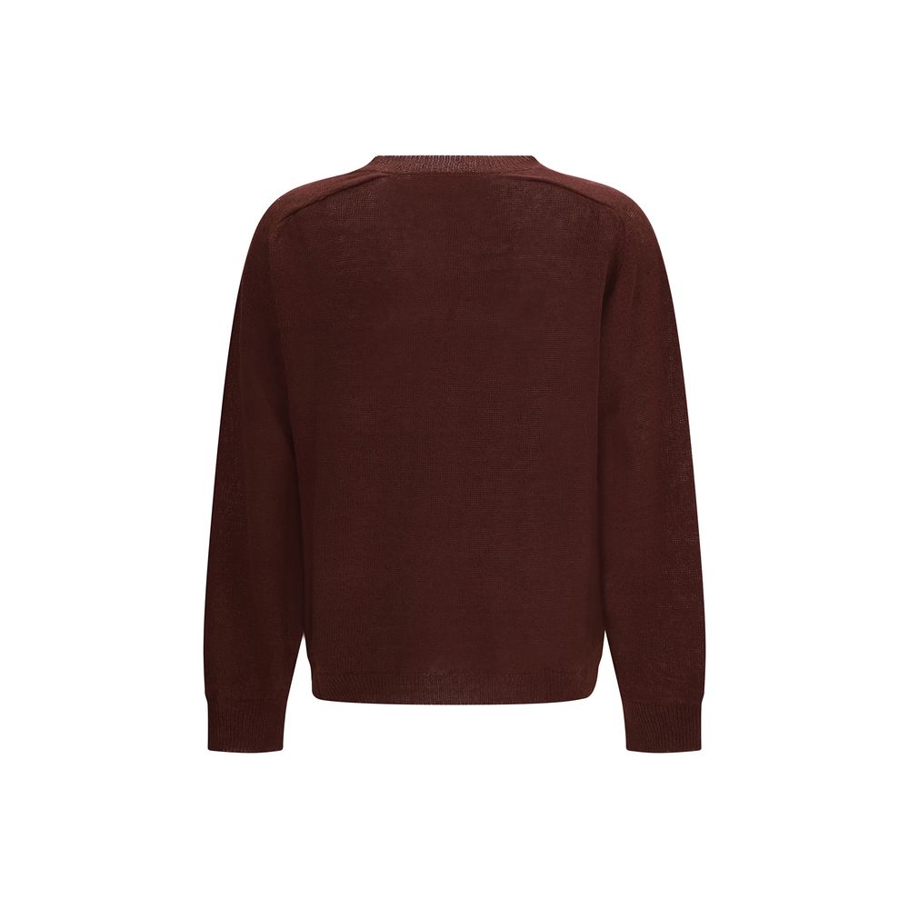 Sweatshirt by Our Legacy for men in linen & cotton bordeaux features an enviable silhouette, showcasing a premium and refined v-neck neckline for a truly enviable finish.