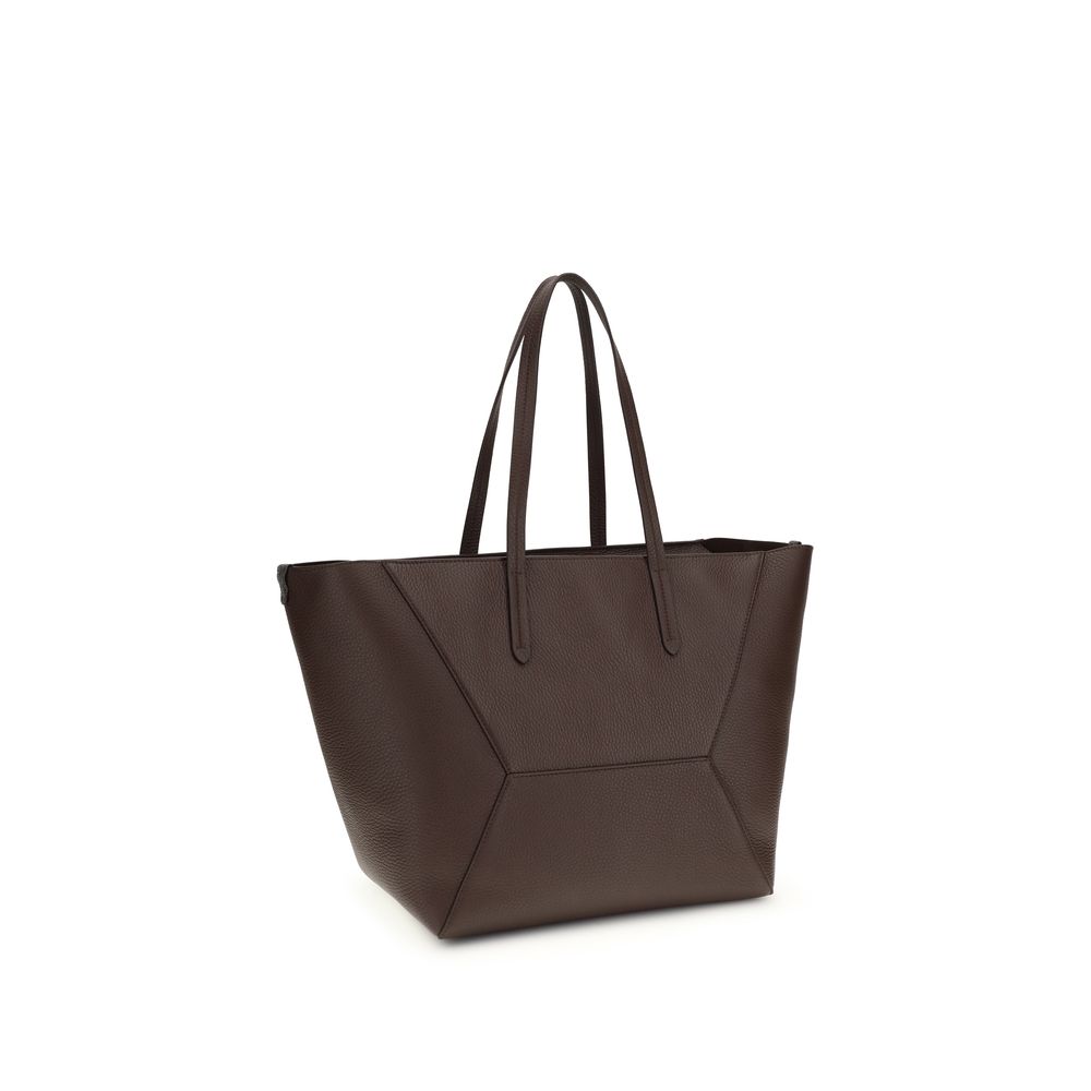Tote Shoulder Bag by Brunello Cucinelli for women in bos taurus calf leather brown & print features a effortless sophistication silhouette, secured by a zipper with ample and versatile handle for a effortless sophistication finish.