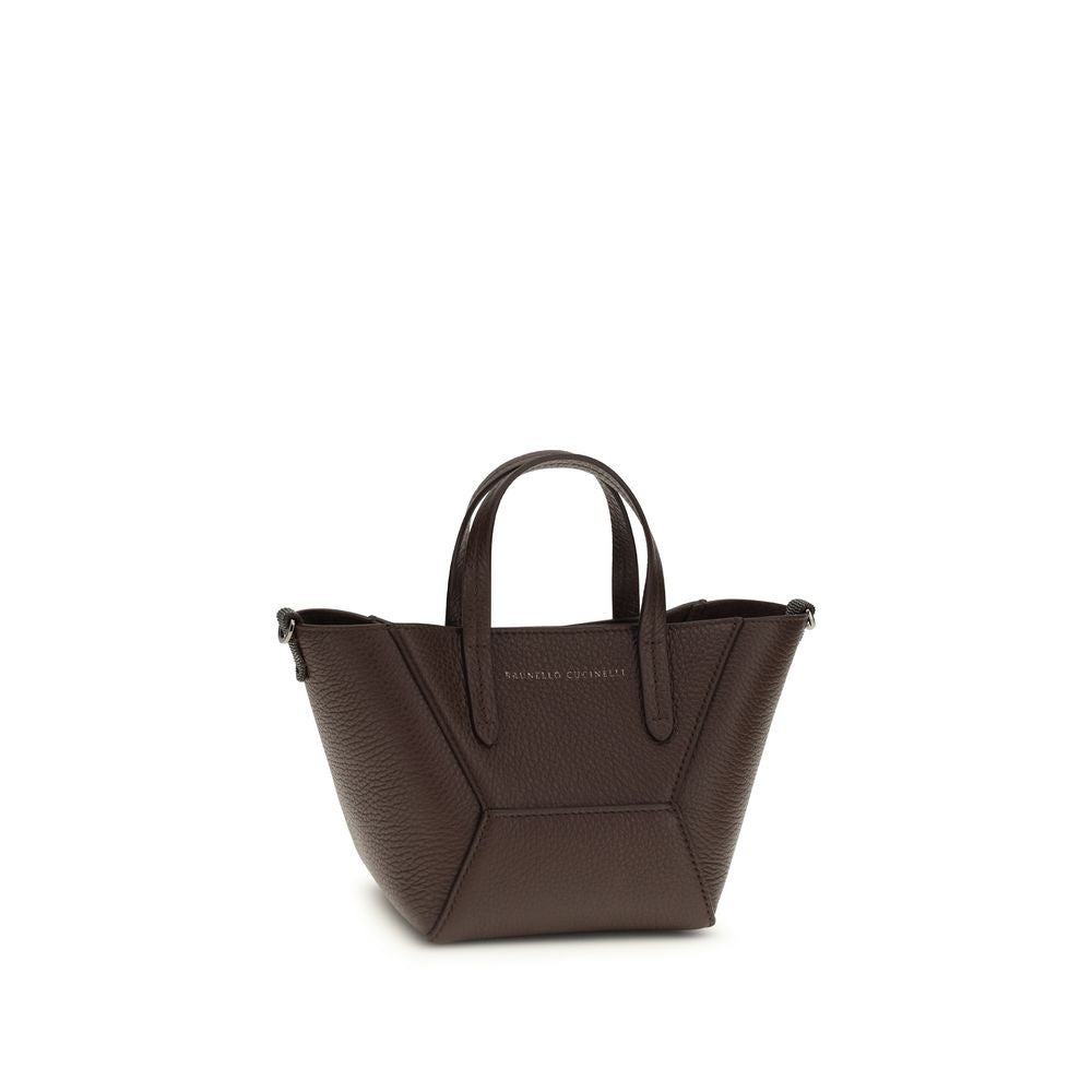 Shoulder Bag by Brunello Cucinelli for women in bos taurus calf leather bordeaux & monogram presents a versatile silhouette, showcasing a secure magnetic & button and versatile with versatile shoulder-strap, handle & adjustable-strap for a sophisticated look.