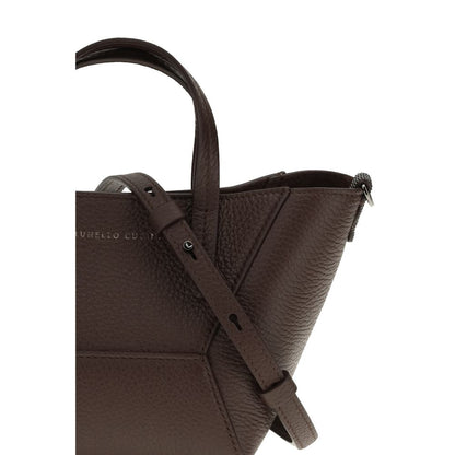 Shoulder Bag by Brunello Cucinelli for women in bos taurus calf leather bordeaux & monogram features an effortlessly chic silhouette with a secure magnetic & button, ample , and versatile shoulder-strap, handle & adjustable-strap for effortlessly chic everyday luxury.