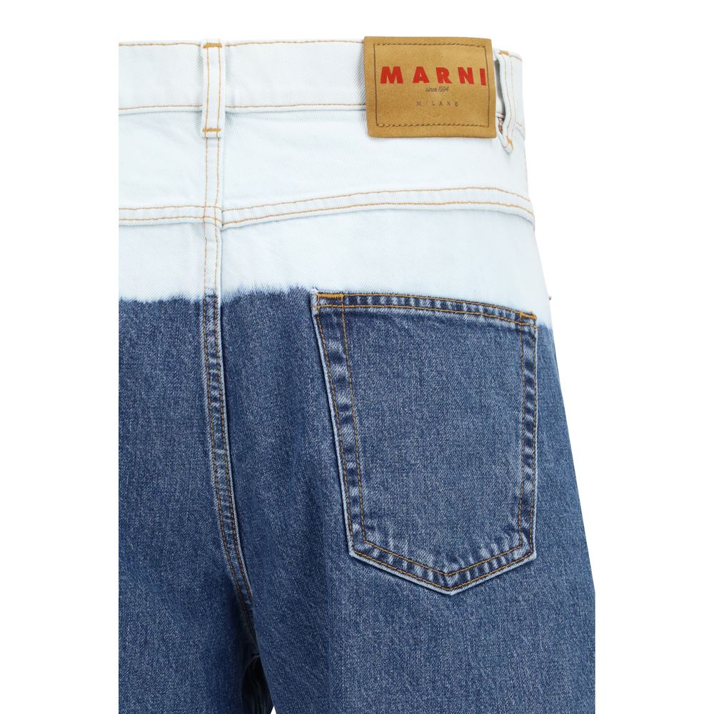 Jeans by Marni for men in denim cotton blue presents a tailored silhouette, showcasing a tailored regular-fit and long cut with a refined for a truly tailored aesthetic.