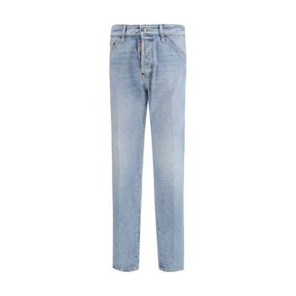 Jeans by Dsquared² for men in denim cotton blue features a refined silhouette with a refined straight-leg & regular-fit, defined by a and a refined long for a refined finish.