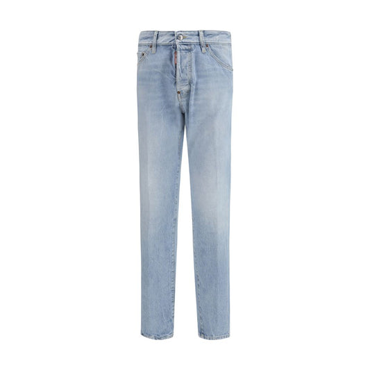 Jeans by Dsquared² for men in denim cotton blue features a refined silhouette with a refined straight-leg & regular-fit, defined by a and a refined long for a refined finish.